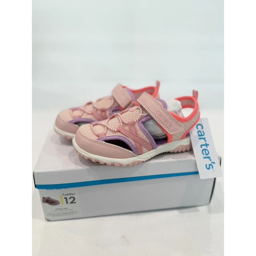 CARTERS Toddelr Girls Pink Sandals 12 Slip On Kwando Walking Shoes Summer New